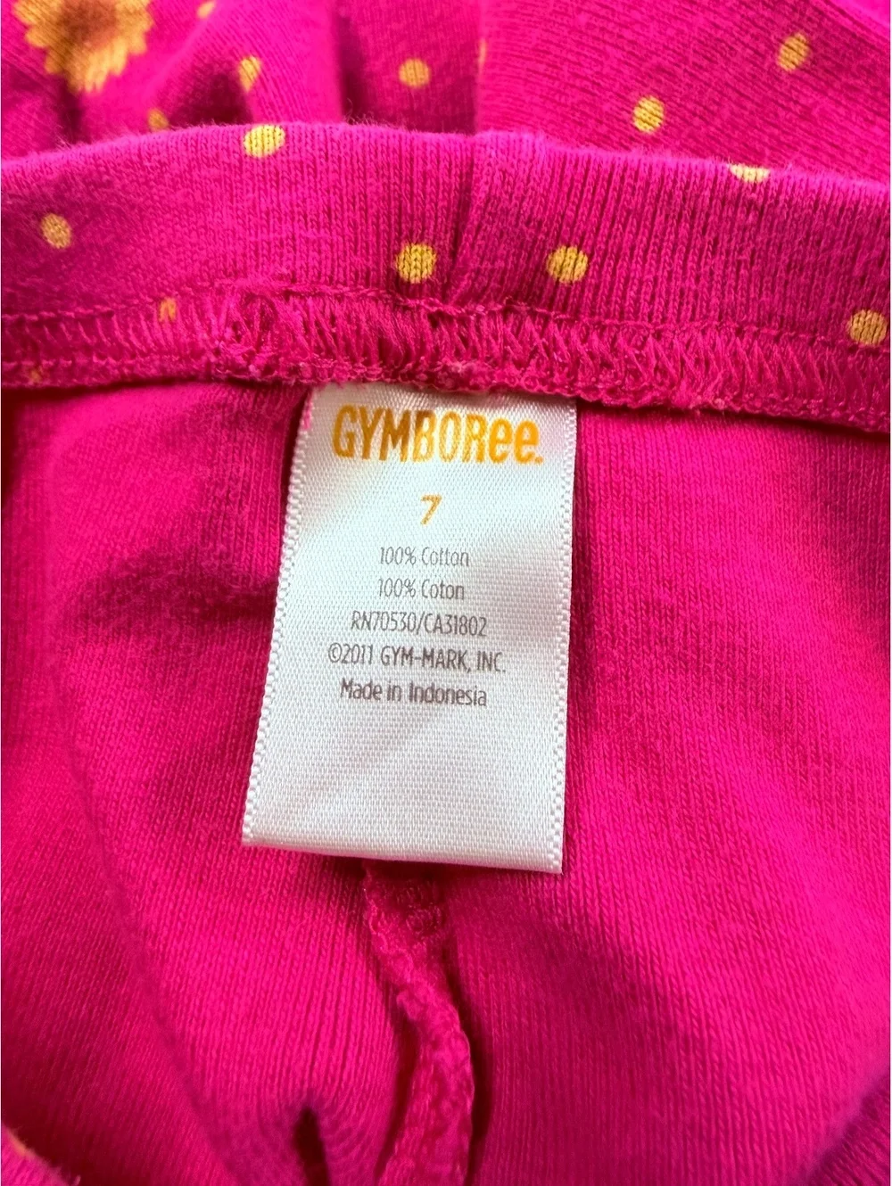 Gymboree Girls Size 7 Pink Sunflower Smiles Polka Dot Leggings